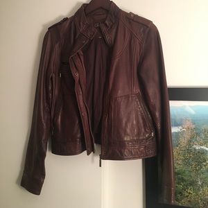 Pristine Condition Cole Haan Leather Moto Jacket